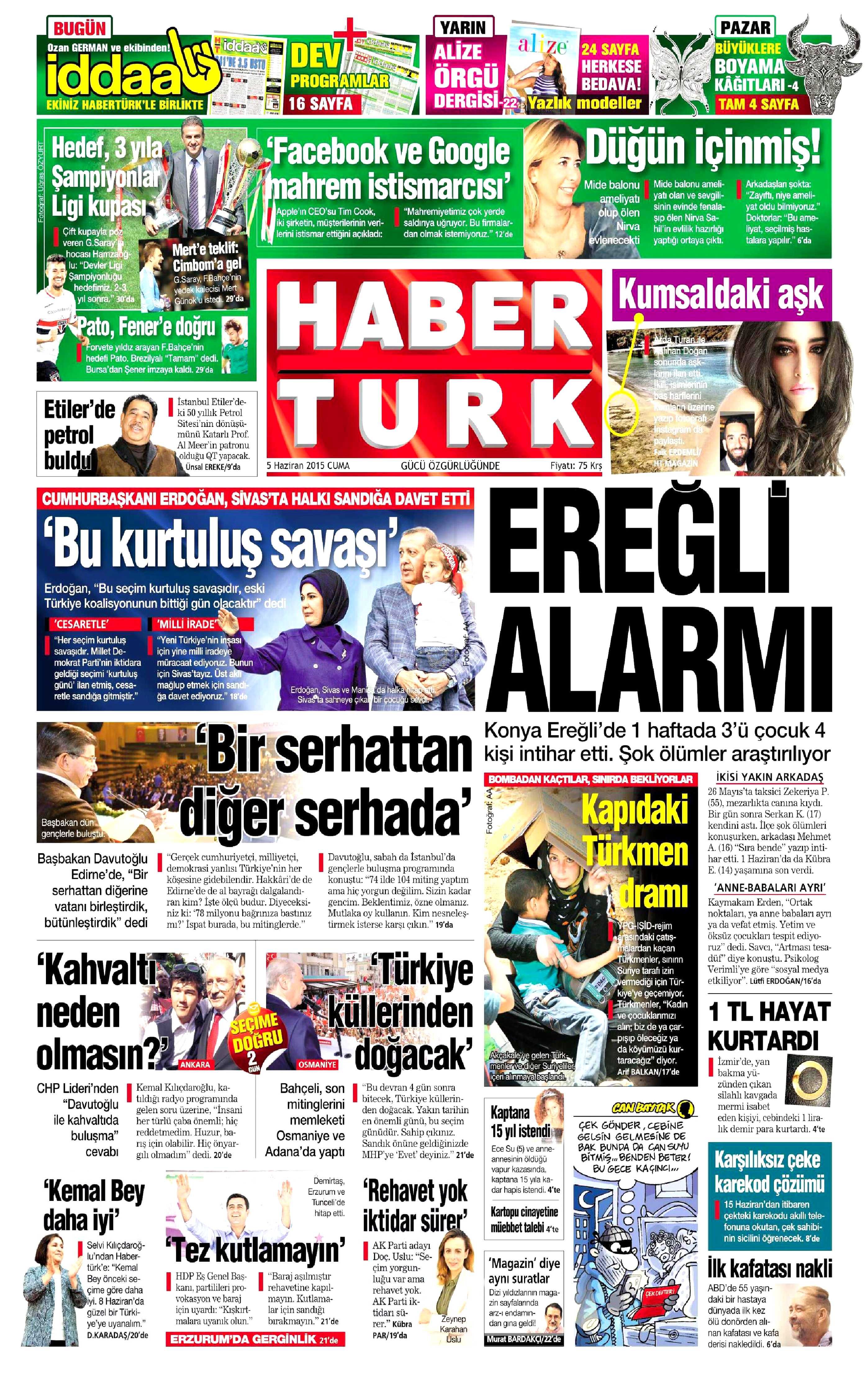 EREĞLİ’DE MEYDANA GELEN İNTİHAR OLAYI ULUSAL BASINDA