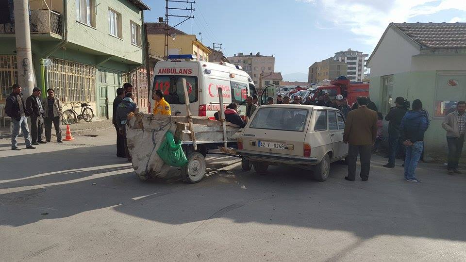 AT ARABASI İLE OTOMOBİL ÇARPIŞTI  1 HAFİF YARALI