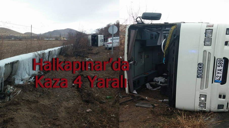 Halkapınar'da Servis Aracı Devrildi: 4 Yaralı