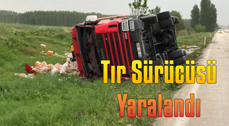 Kontrolden çıkan TIR devrildi 1 yaralı