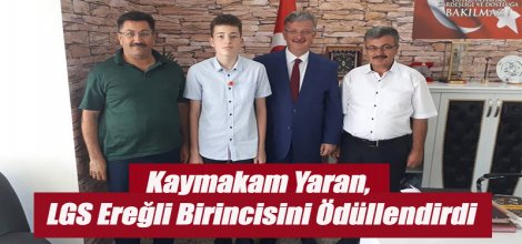 Kaymakam Yaran, LGS Ereğli Birincisini Ödüllendirdi