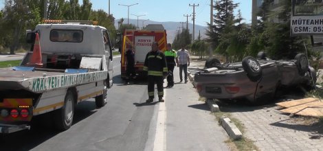 Takla atan otomobilin sürücüsü yaralandı