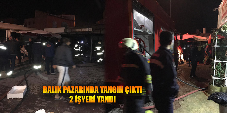 BALIK PAZARINDA YANGIN ÇIKTI  2 İŞYERİ YANDI