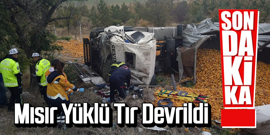 Mısır Yüklü Tır Devrildi, 1 Yaralı