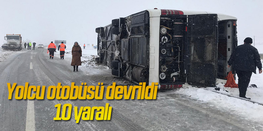 Yolcu otobüsü devrildi: 10 yaralı