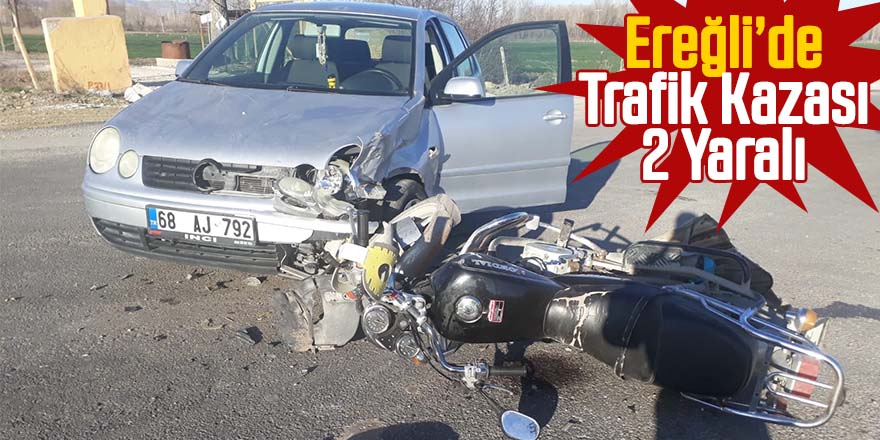 Otomobil Motosikletle Çarpıştı; 2 Yaralı