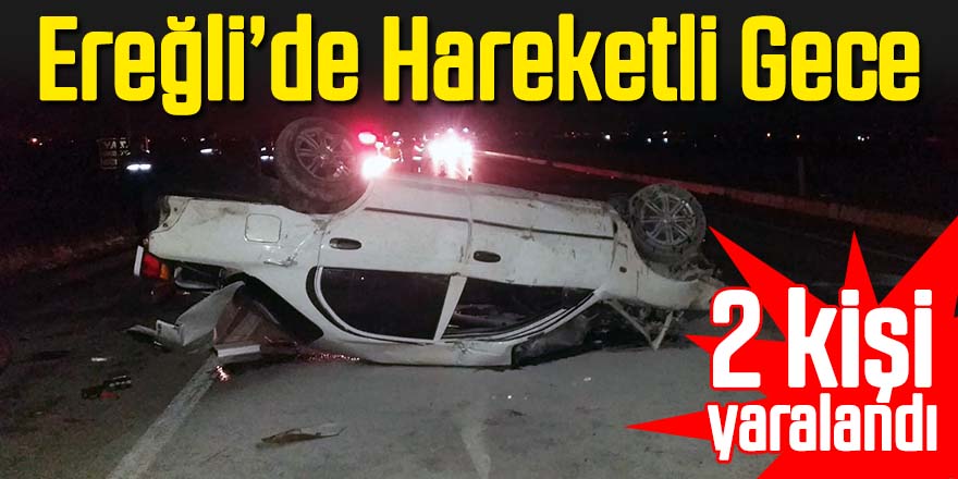 Kamyona Arkadan Çarpan otomobil takla attı: 2 Yaralı