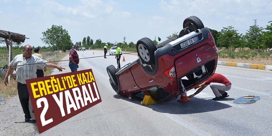 Kontrolden çıkan otomobil takla attı 2 yaralı