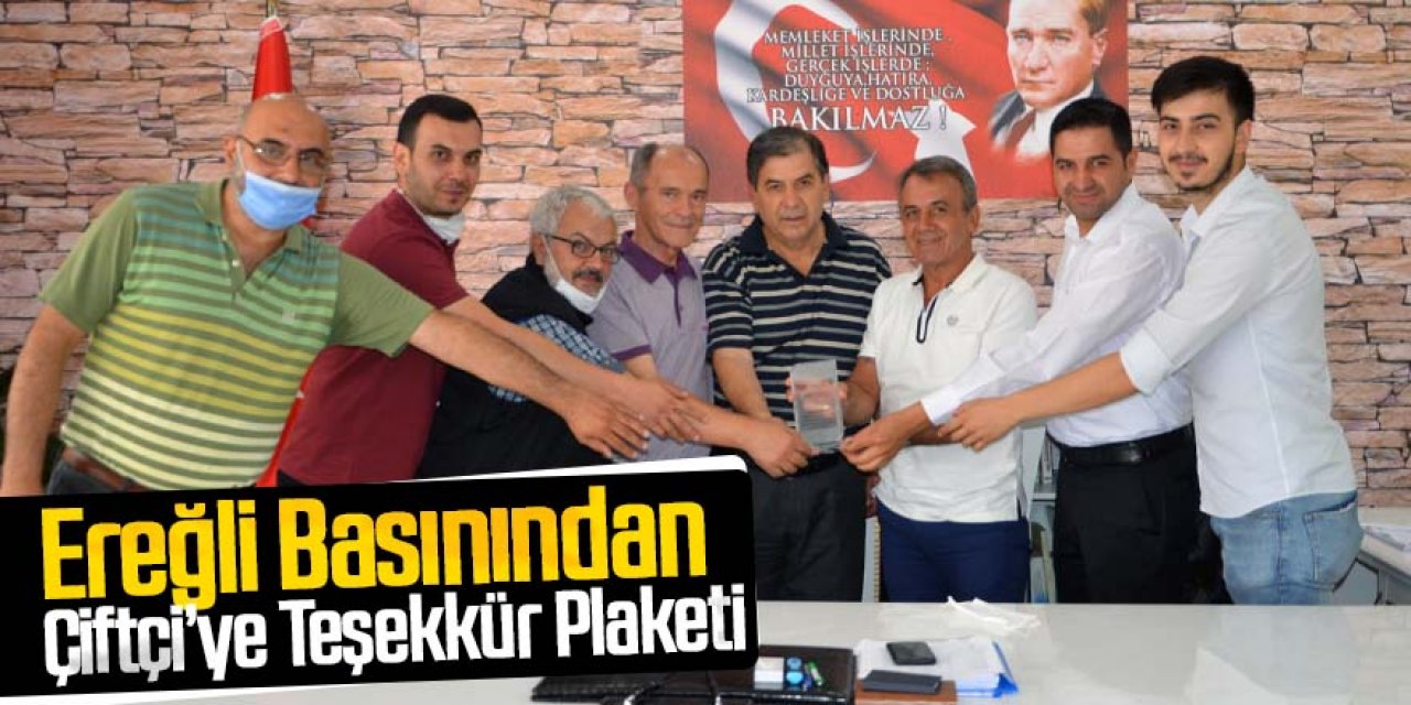Ereğli Basınından Tayini Çıkan Kaymakam Çiftçiye Teşekkür Plaketi