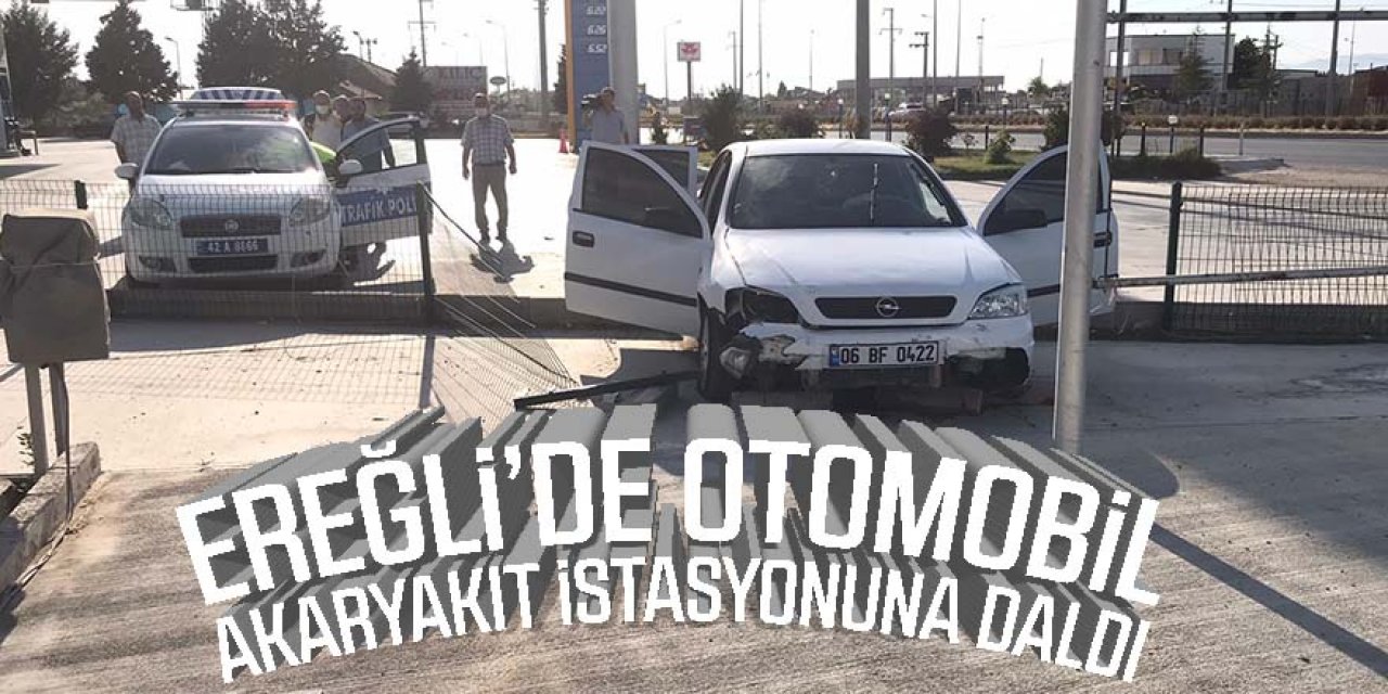 Otomobil, akaryakıt istasyonuna daldı: 3 yaralı