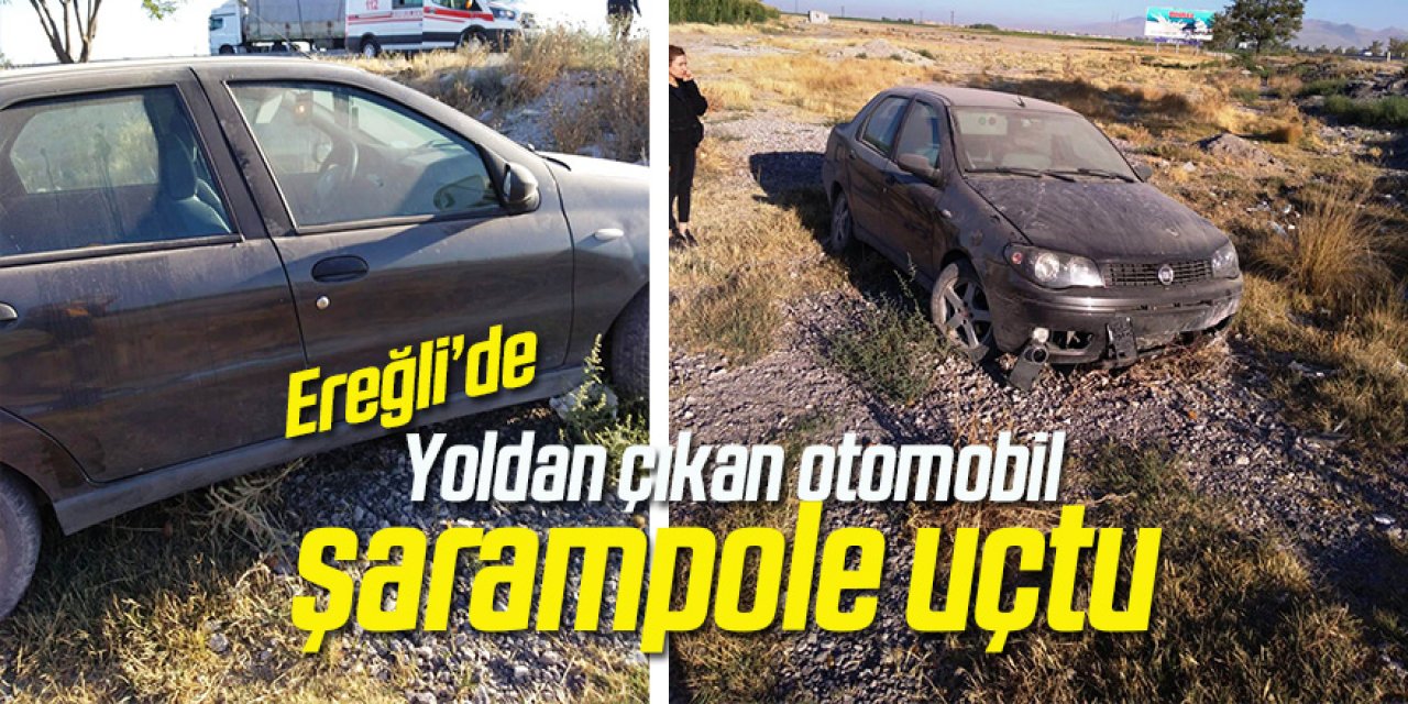 Ereğli'de, Yoldan çıkan otomobil şarampole uçtu