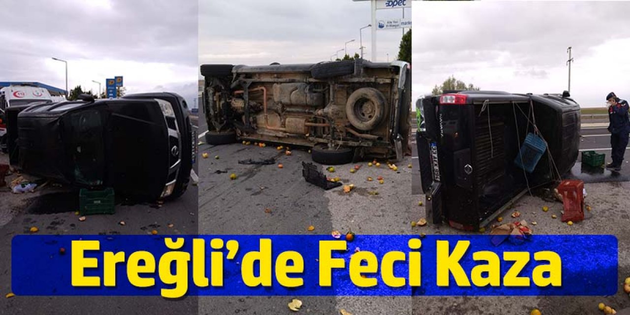 Ereğli’de kamyonet devrildi; 2 yaralı