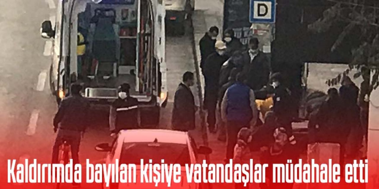 Kaldırım üzerinde harekesiz yatan vatandaş 112 ekibiyle hastaneye kaldırıldı