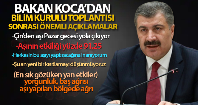 Sağlık Bakanı Fahrettin Koca: 'Çin'den aşı Pazar gecesi yola çıkıyor'
