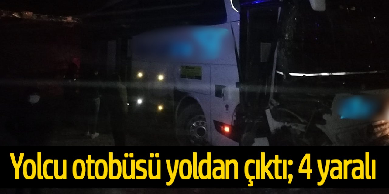 Tipi ve buzlanma nedeniyle yolcu otobüsü yoldan çıktı; 4 yaralı