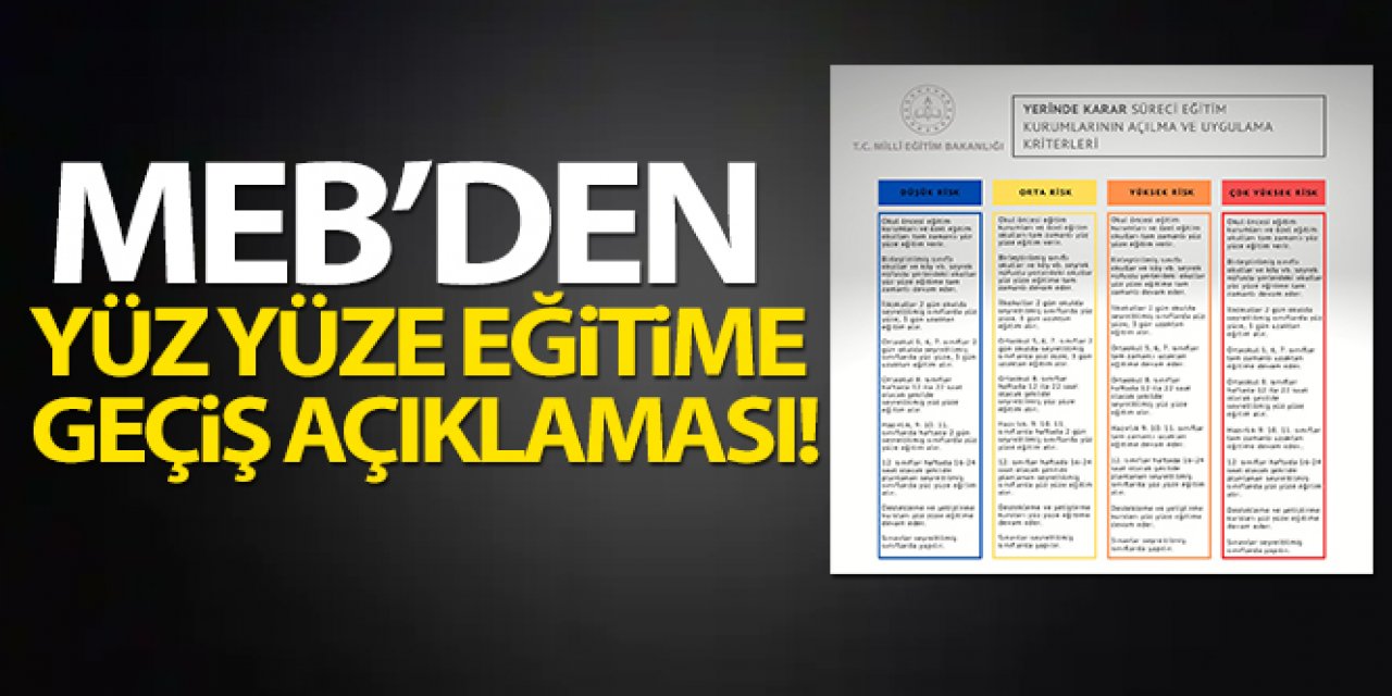 MEB'den yüz yüze eğitime geçiş açıklaması!