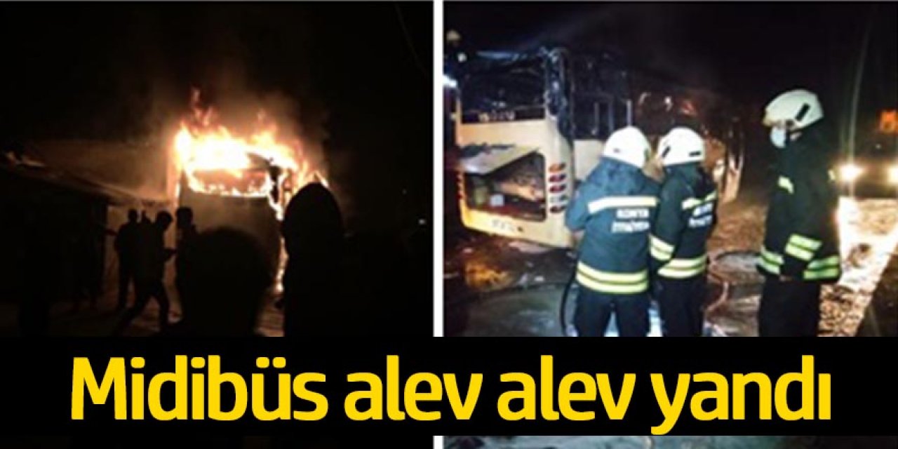 Park halindeki midibüs alev alev yandı