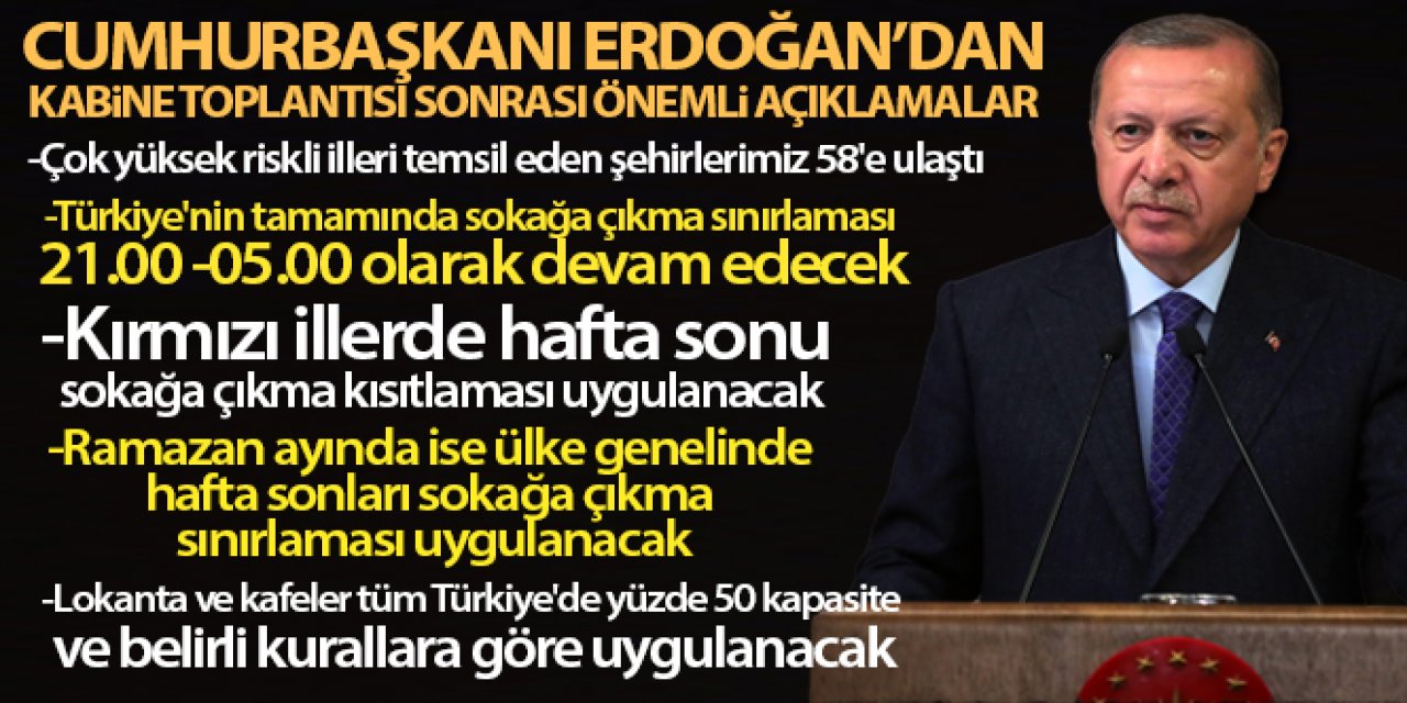 Cumhurbaşkanı Erdoğan, yeni kısıtlamaları açıkladı