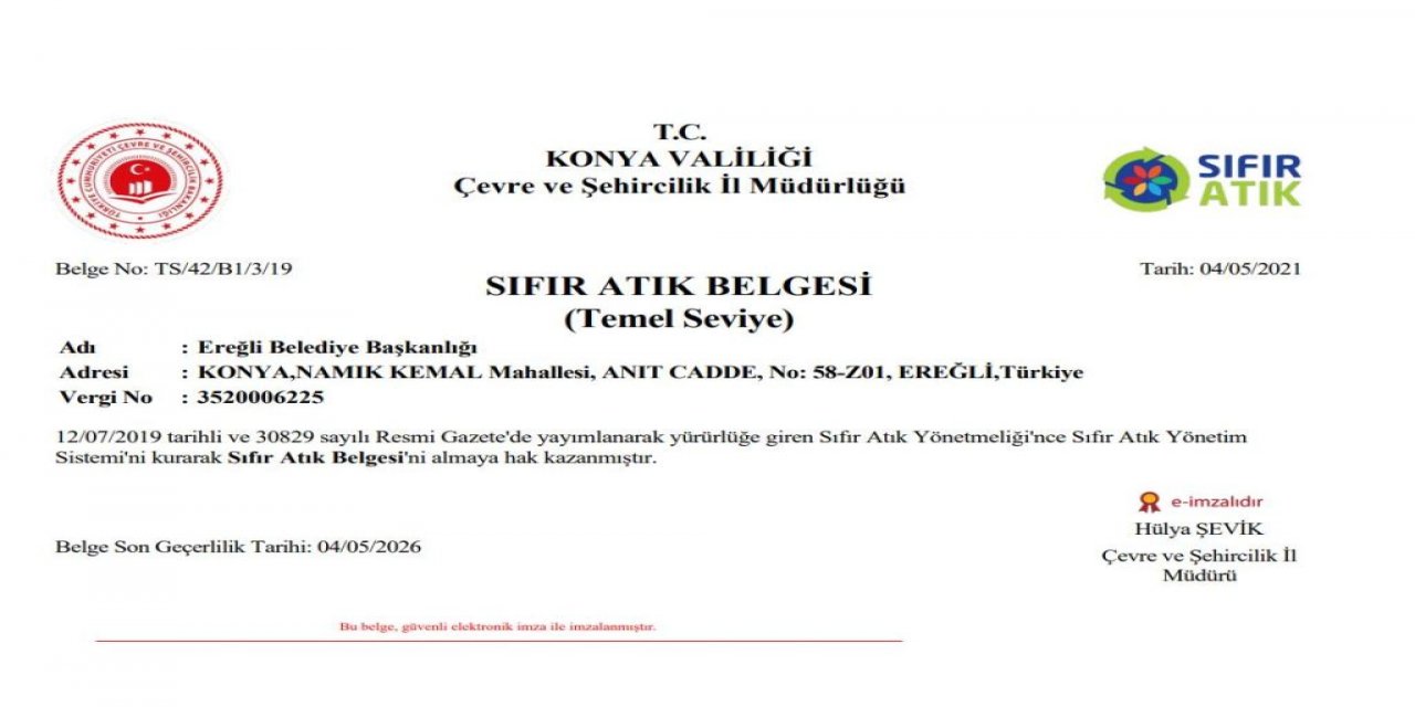 Ereğli Belediyesi “Sıfır Atık Projesi” öncüsü