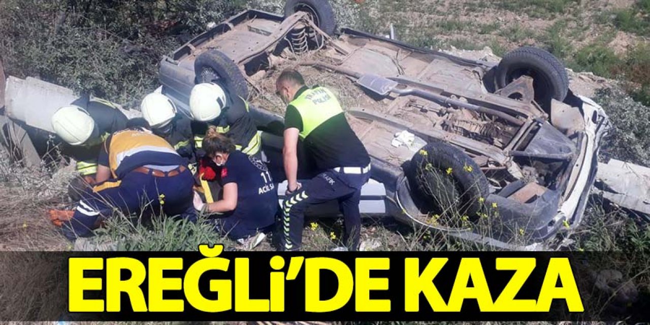 Takla atan otomobilin sürücüsü yaralandı