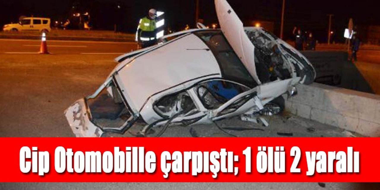 Cip Otomobille çarpıştı; 1 ölü 2 yaralı