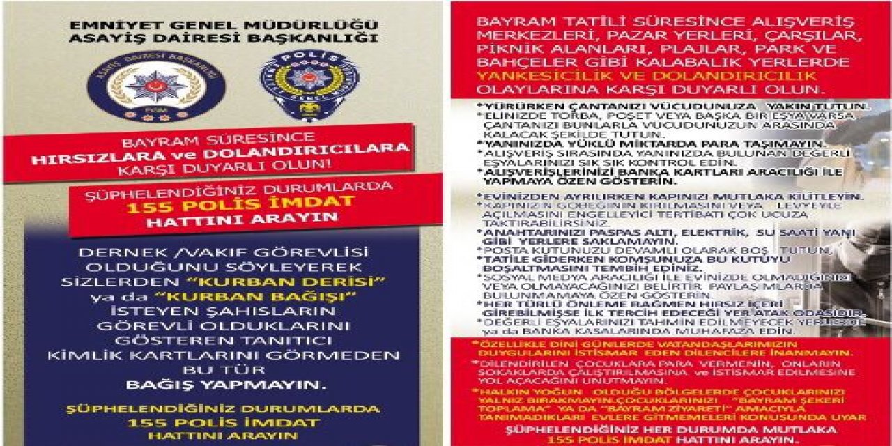 EMNİYETTEN HIRSIZLIK,YANKESİCİLİK-DOLANDIRICILIK VE SAPTE PARA UYARISI