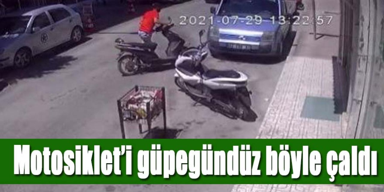 MOTOSİKLETİ ÇALDI, SAHİBİ BAĞIRINCA BIRAKIP KAÇTI