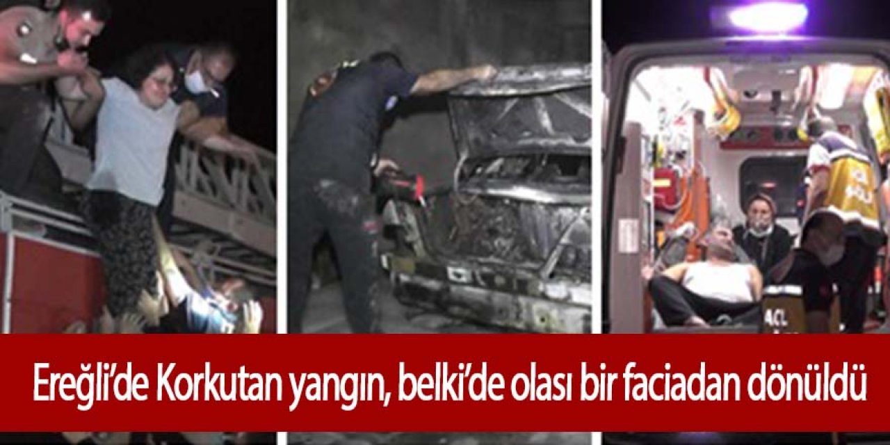 Ereğli’de otoparkta yanan otomobil nedeniyle 5 katlı apartman tahliye edildi.