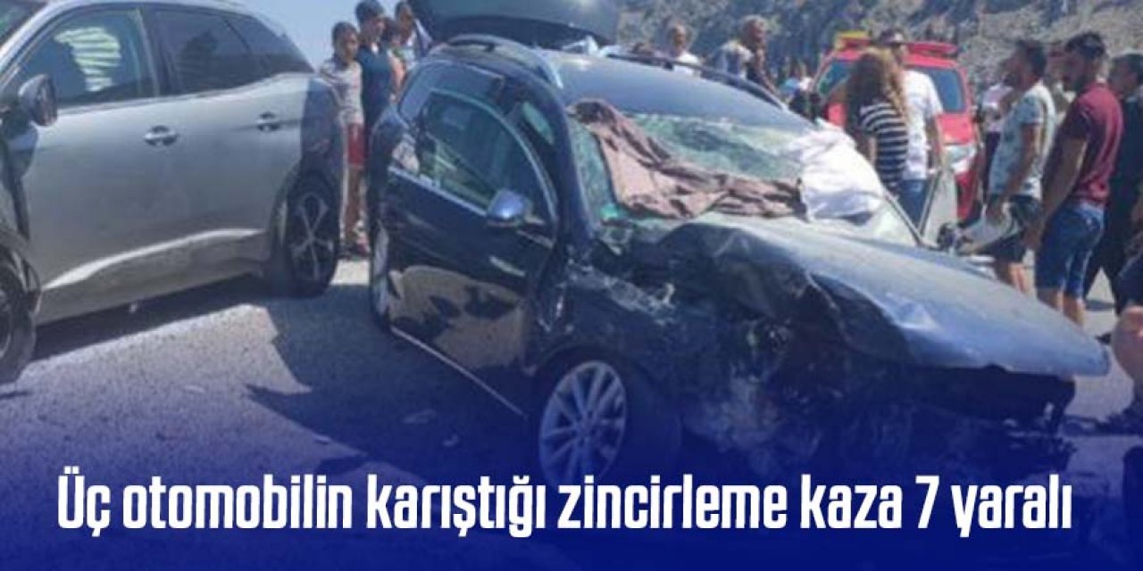 Üç otomobilin karıştığı zincirleme kazada 7 kişi yaralandı