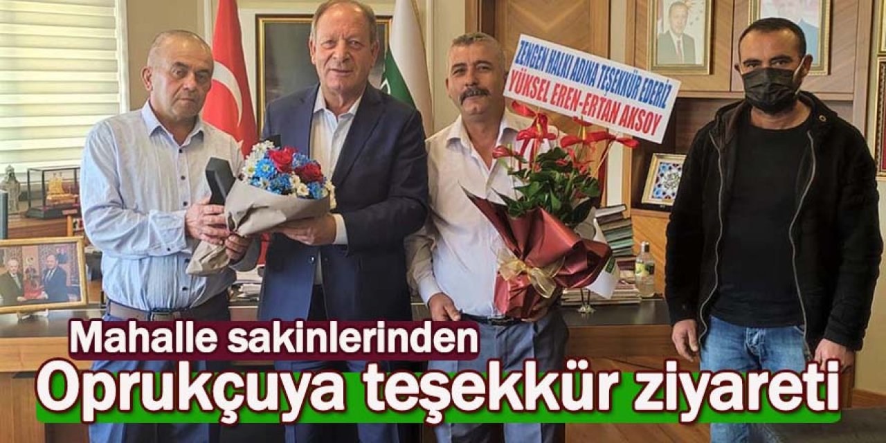 Mahalle sakinlerinden başkan Oprukçuya teşekkür ziyareti