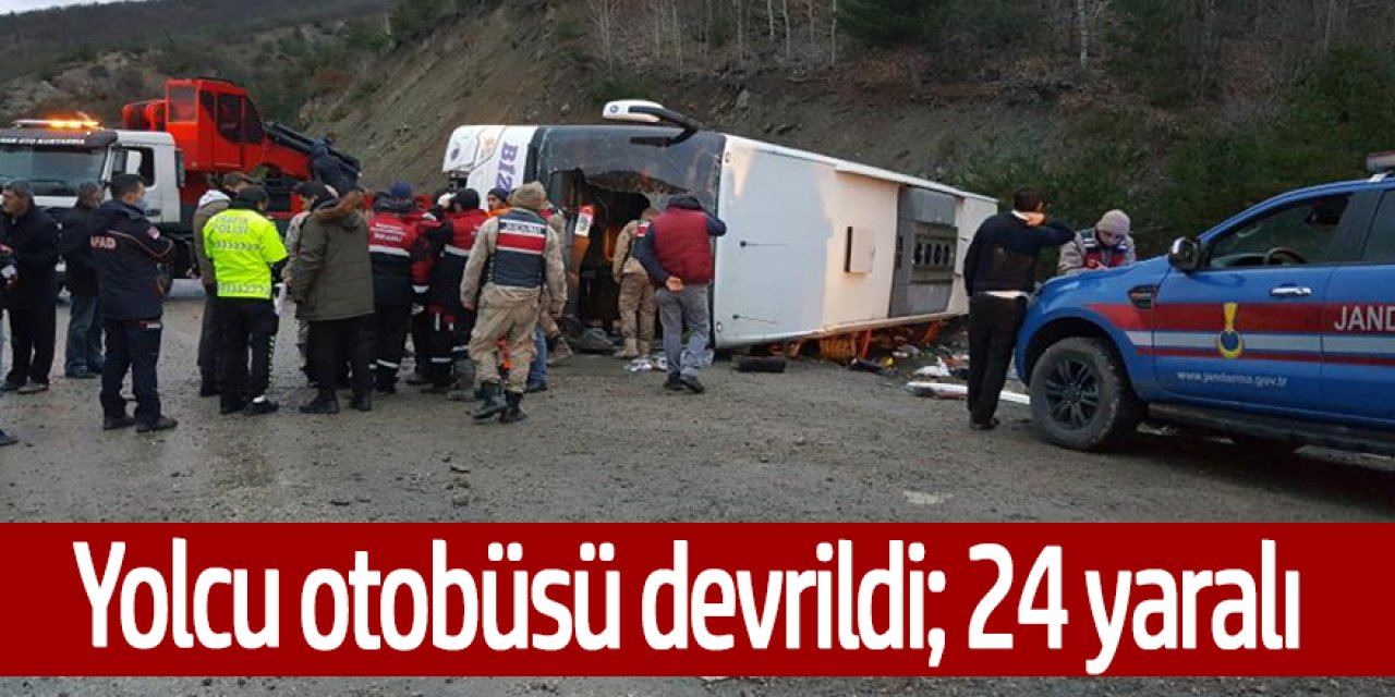 Yolcu otobüsü devrildi; 24 yaralı