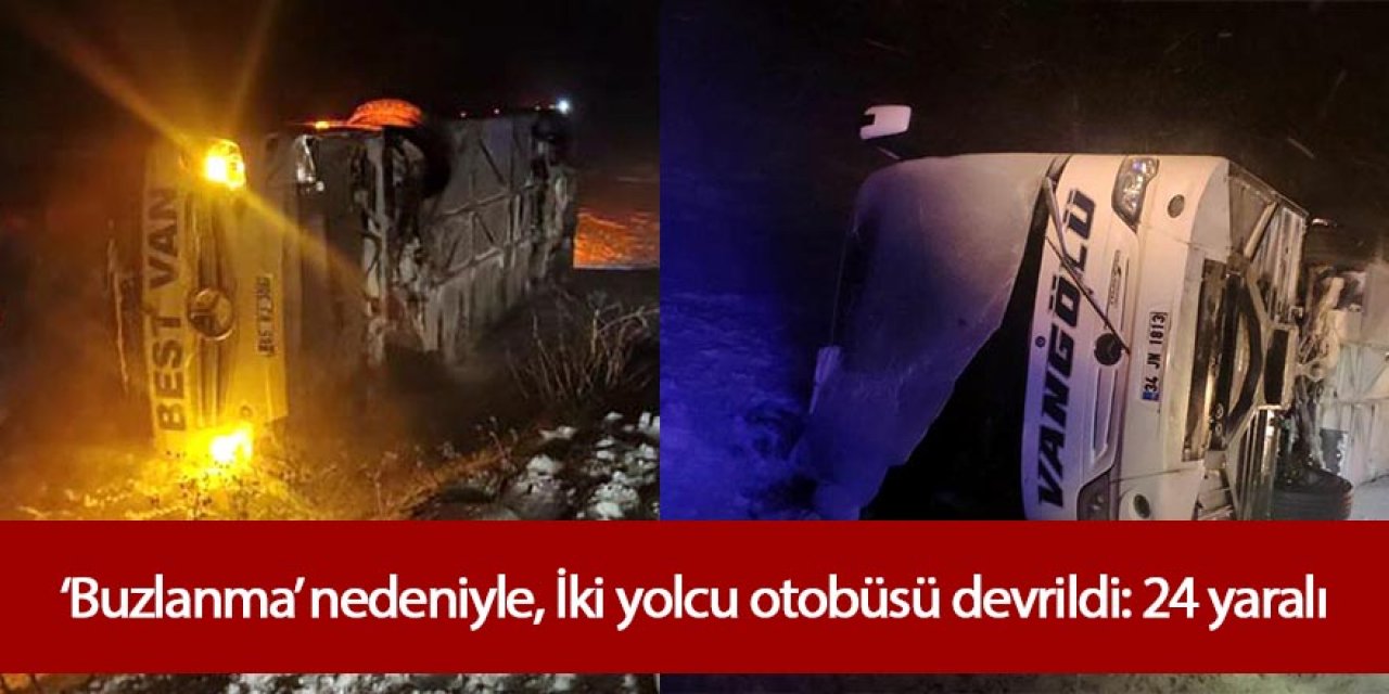 İki yolcu otobüsü devrildi: 24 yaralı