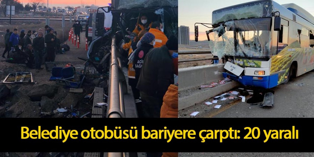 Belediye otobüsü bariyere çarptı: 20 yaralı