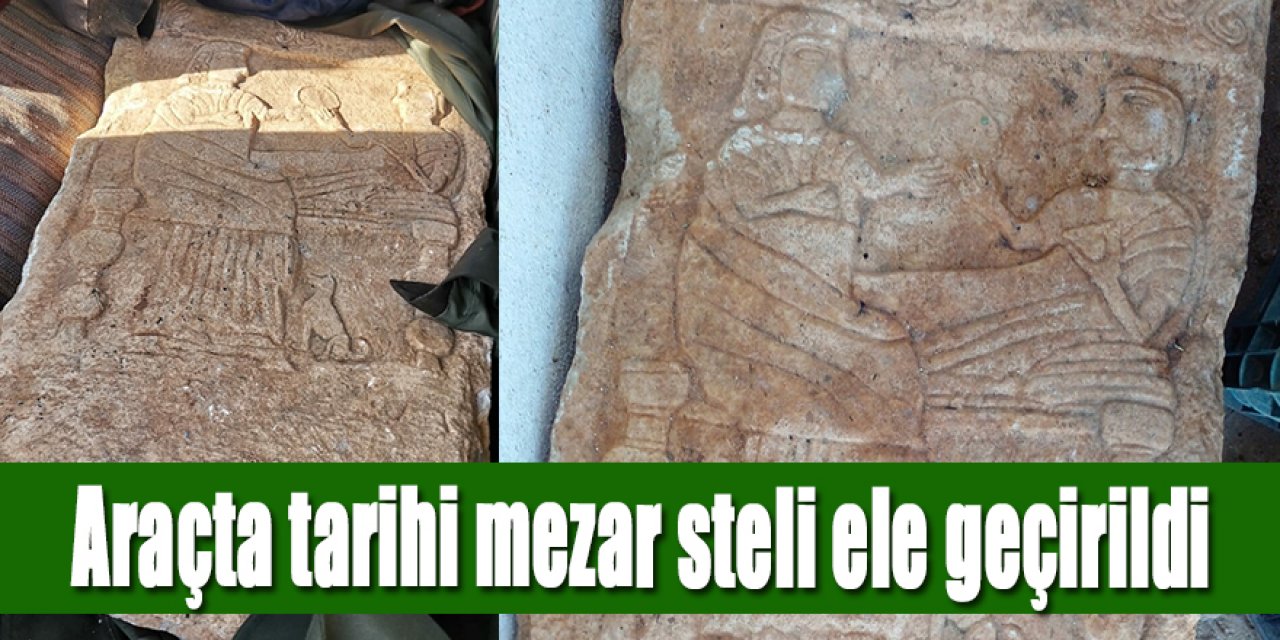 Araçta tarihi mezar steli ele geçirildi