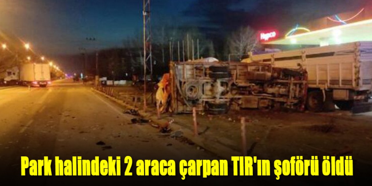 Park halindeki 2 araca çarpan TIR'ın şoförü öldü