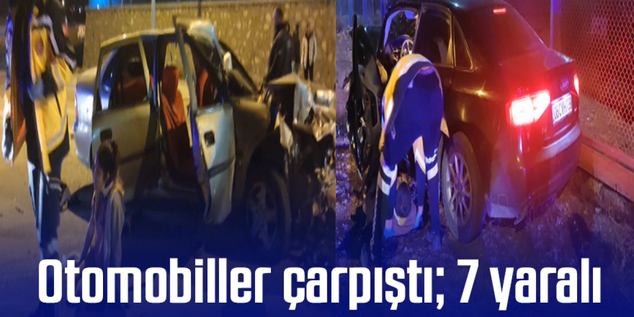 Otomobiller çarpıştı; 7 yaralı