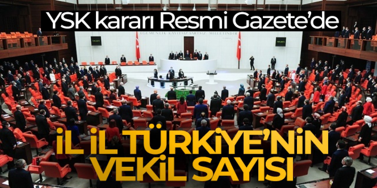 Milletvekillerinin illere göre dağılımını belirleyen YSK Kararı Resmi Gazete'de