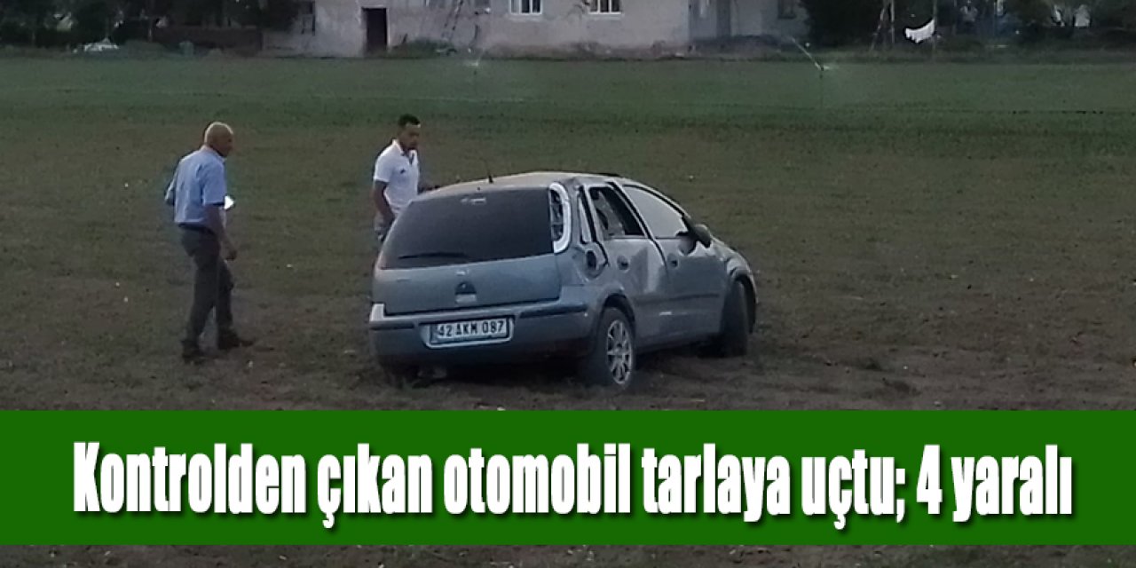 Kontrolden çıkan otomobil tarlaya uçtu; 4 yaralı