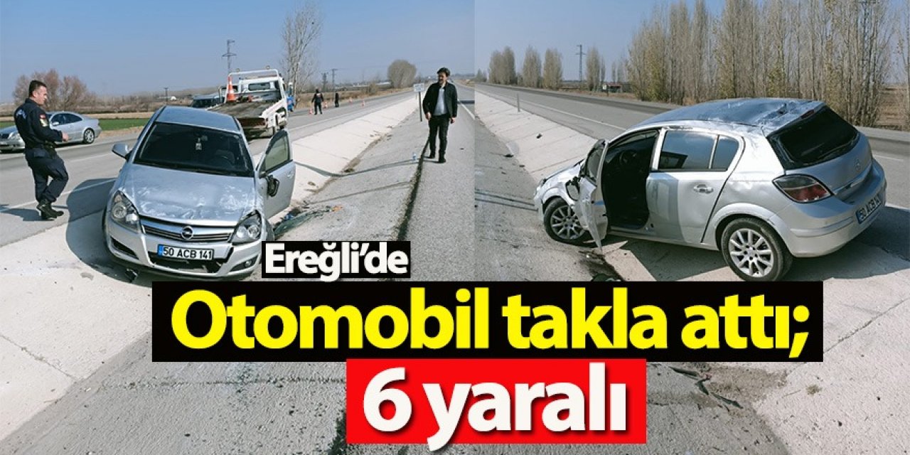 Kontrolden çıkan otomobil takla attı; 6 yaralı