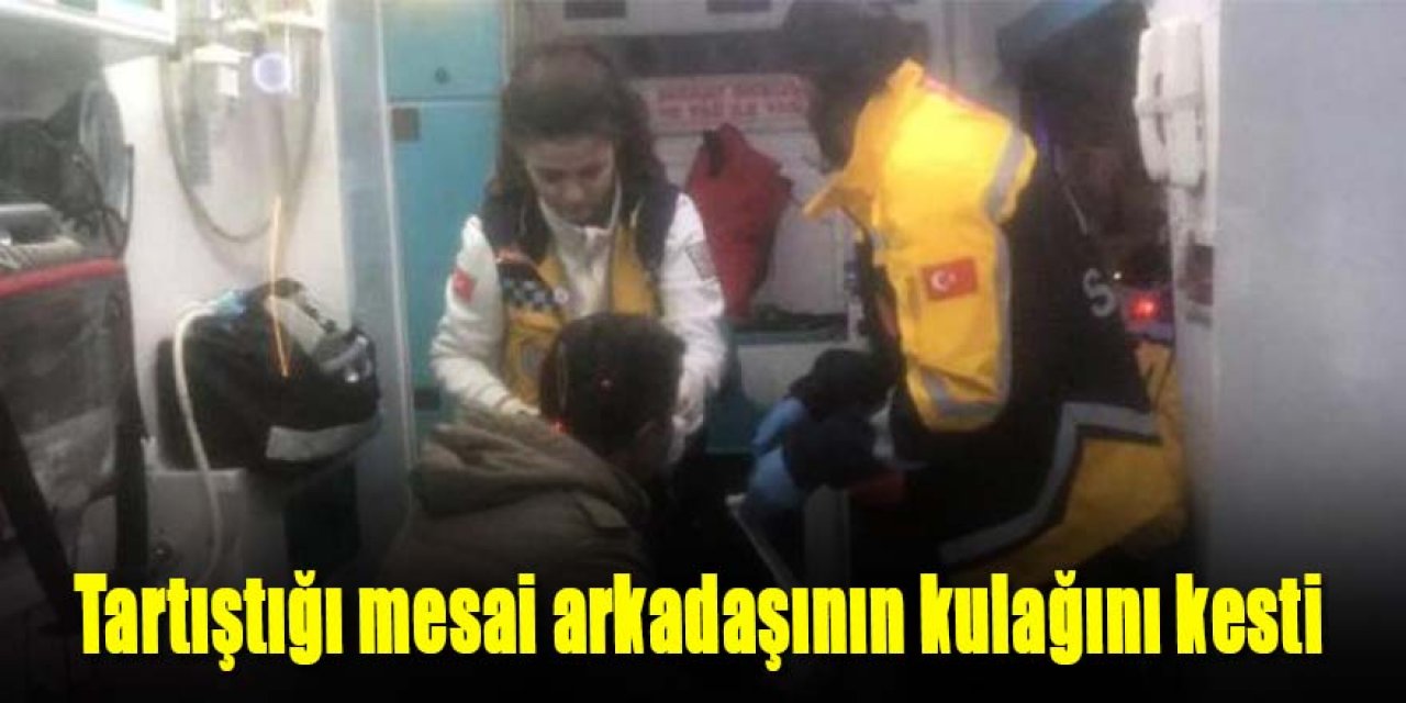 Tartıştığı mesai arkadaşının kulağını kesti