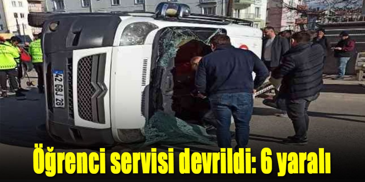 Öğrenci servisi devrildi: 6 yaralı
