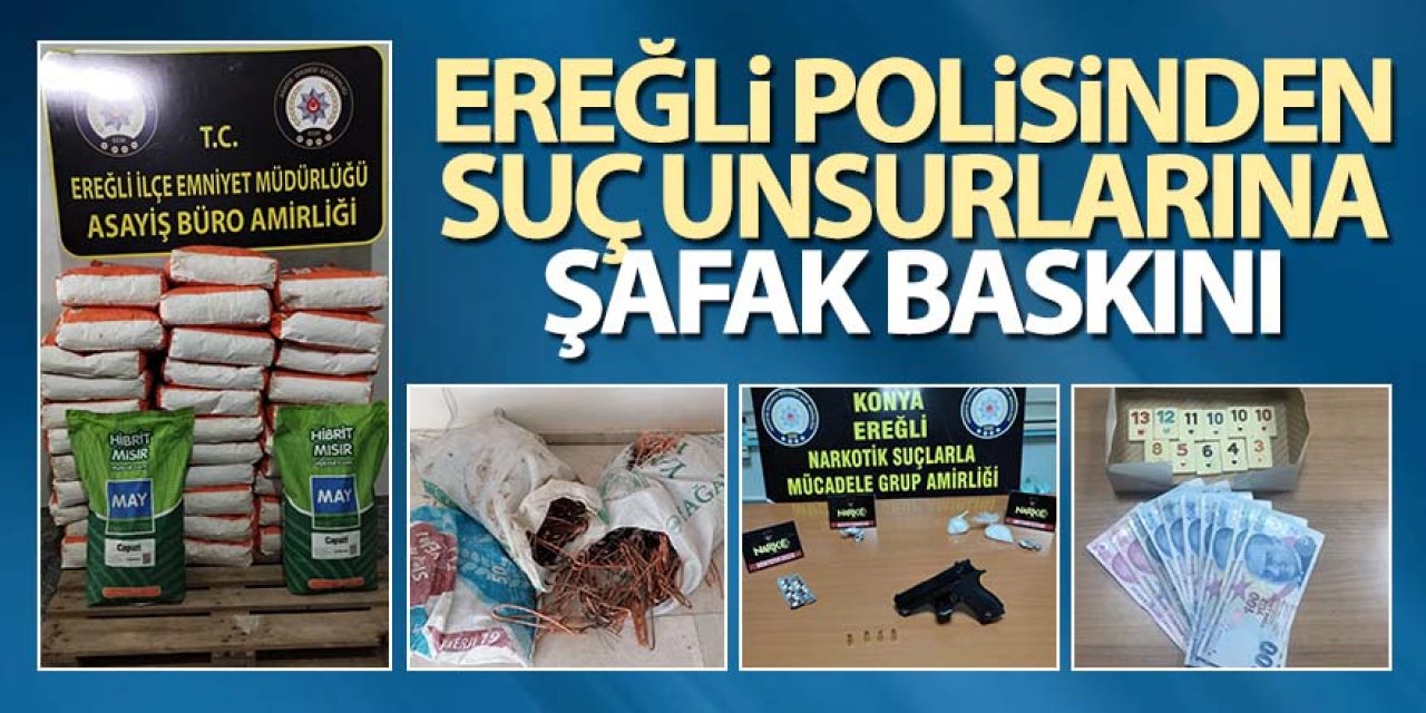 Ereğli polisinden suç unsurlarına şafak baskını