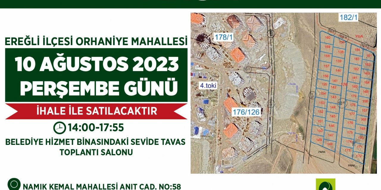 Ereğli Belediyesi Merkeze Yakın 48 Arsayı İhale Usulü Satışa Çıkardı