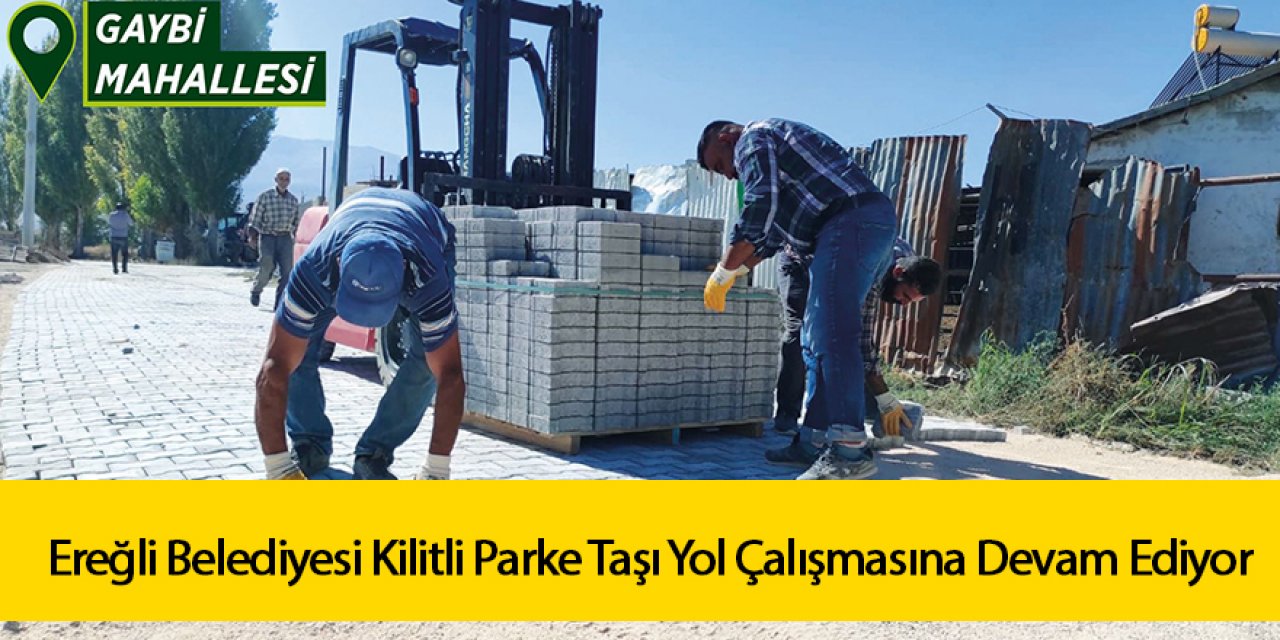 Ereğli Belediyesi Kilitli Parke Taşı Yol Çalışmasına Devam Ediyor