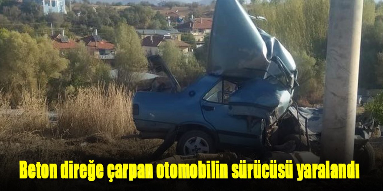 Direğe çarpan otomobilin sürücüsü yaralandı