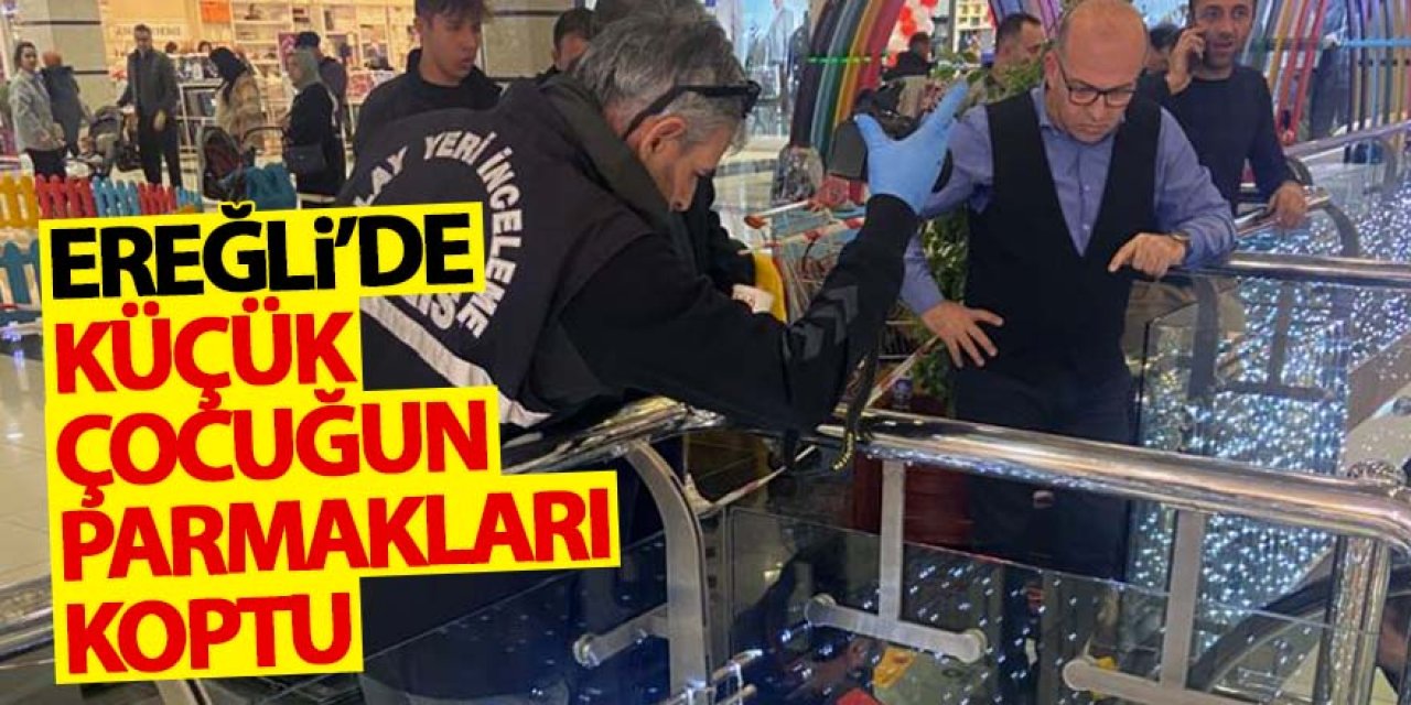 Ereğli'de yürüyen merdivenlerden düşen 1.5 yaşındaki Mert Ali'nin parmakları koptu