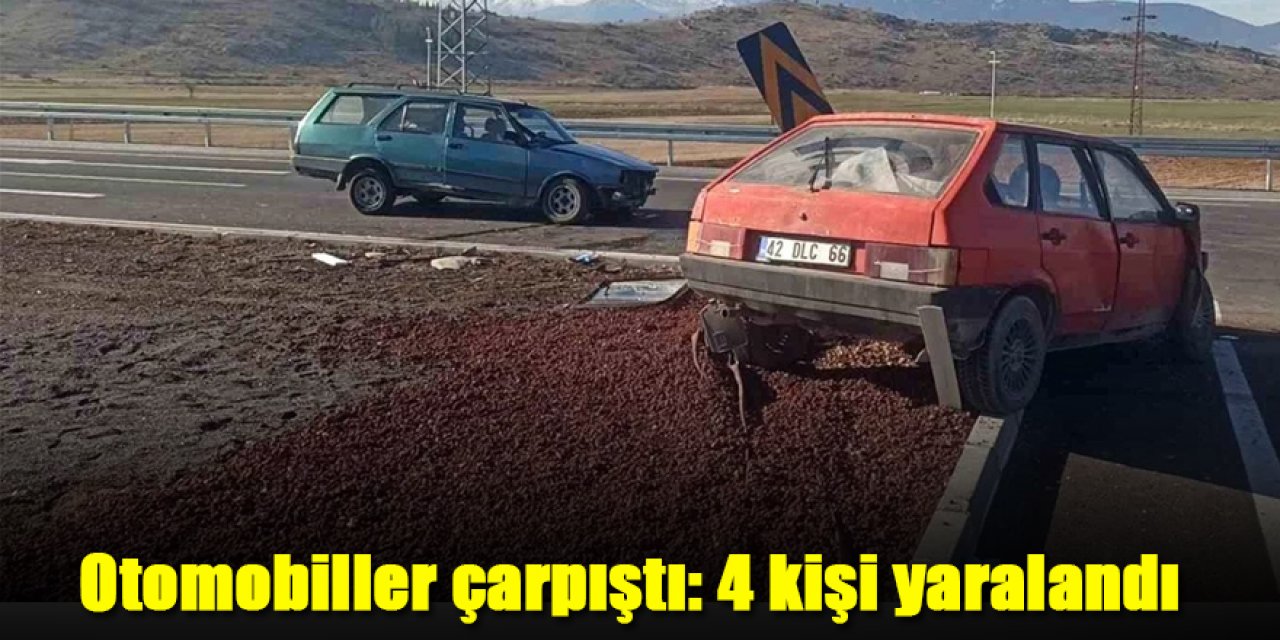 Otomobillerin çarpışması sonucu: 4 kişi yaralandı