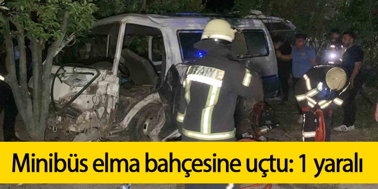 Minibüs elma bahçesine uçtu: 1 yaralı