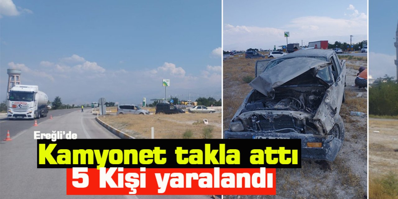 Kamyonet takla attı 5 kişi yaralandı