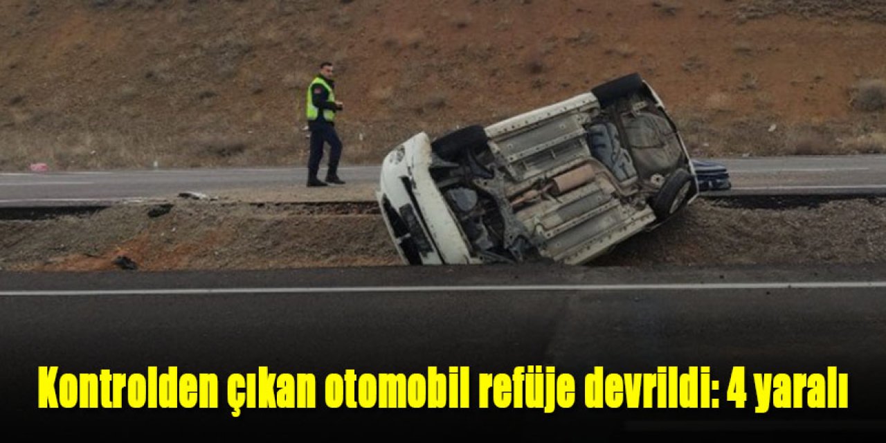 Kontrolden çıkan otomobil refüje devrildi: 4 yaralı